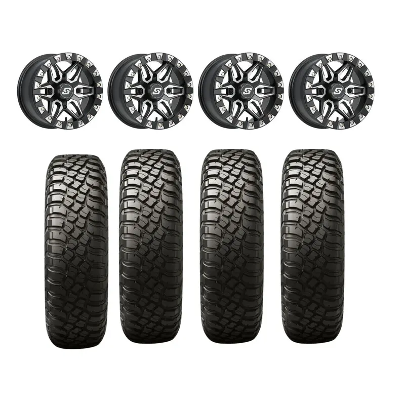 Sedona Split 6 Black/Machined Beadlock & Bfgoodrich T/A Km3 Utv Mud-Terrain Wheel & Tire Kit 1