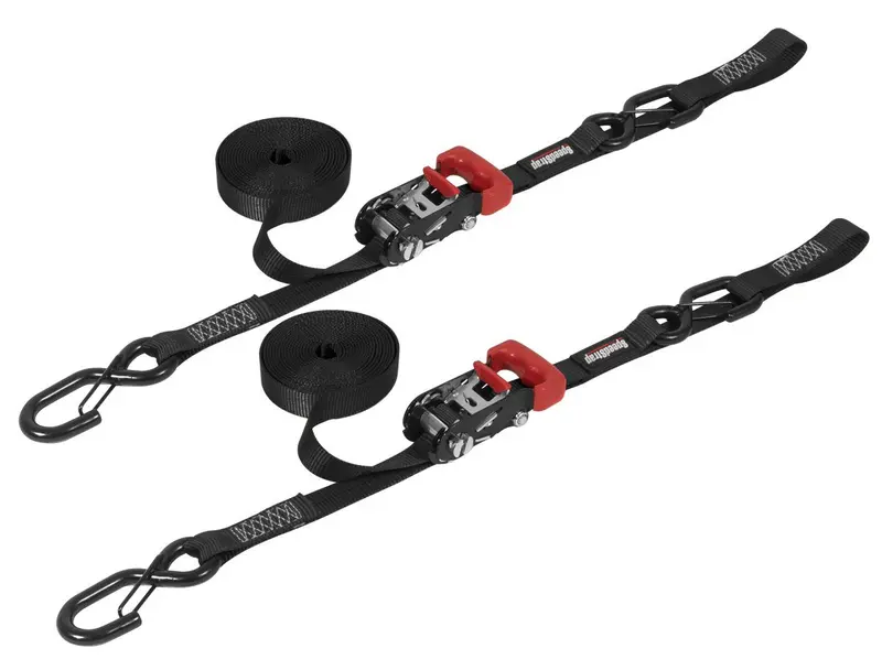 Speed Strap 1" X 15' Ratchet Tie Down With Snap 'S' Hooks And Soft Tie - 2 Pack 1