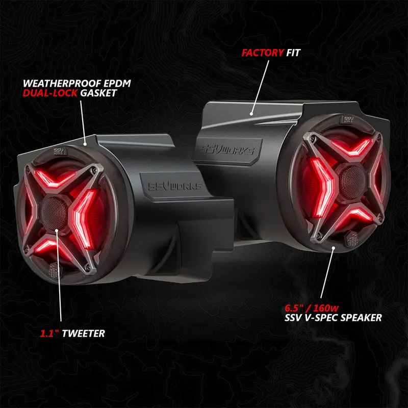 Ssv Works '20-'24 Polaris Rzr Pro Series Phase-3 V-Spec 3-Speaker 1400 Watt System W/Jvc 3