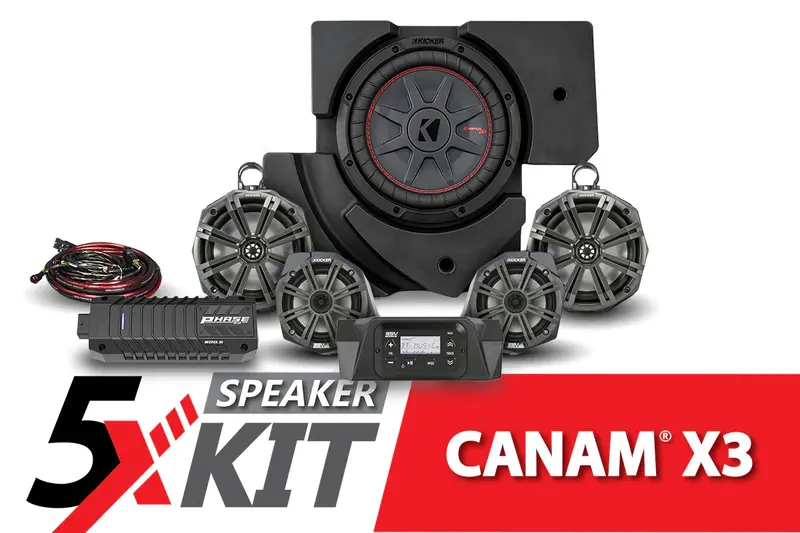 Ssv Works Complete Kicker 5-Speaker Phase X Plug-And-Play System - 2017-2023 Can-Am X3 1