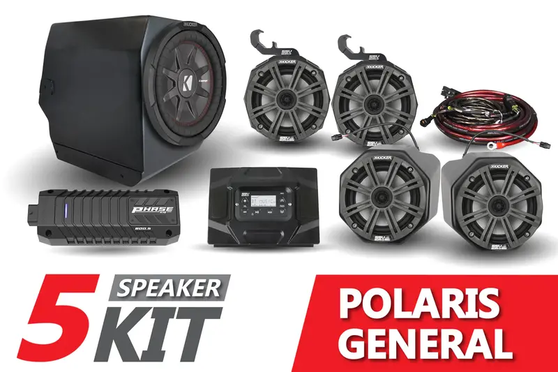 Ssv Works Complete Kicker 5-Speaker Plug-&-Play System - 2016-2022 Polaris General 1