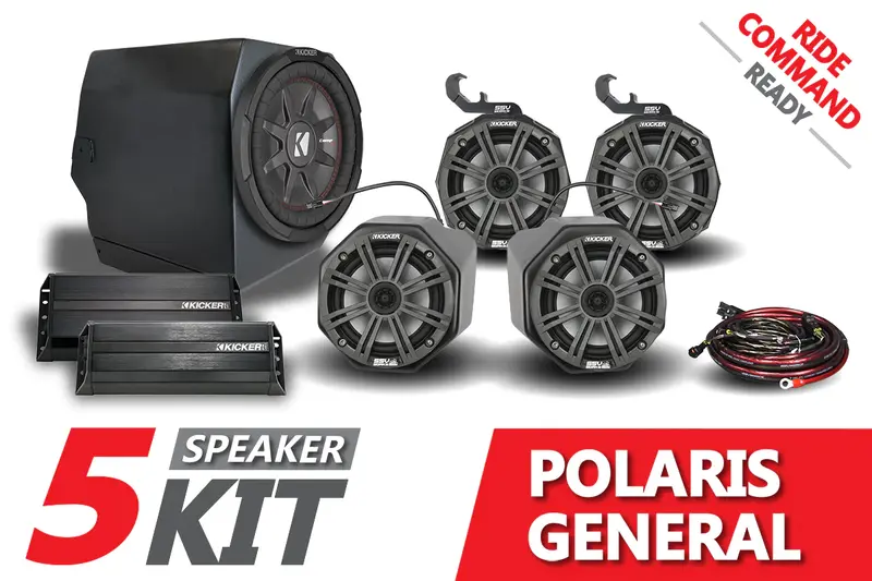 Ssv Works Kicker 5-Speaker Plug-&-Play System For Ride Command - 2016-2020 Polaris General 1