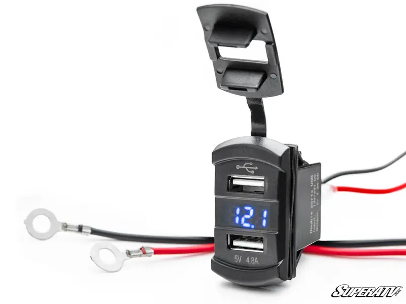 Superatv 12V Utv Voltmeter & Dual Usb Charger 1