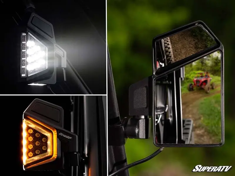 Superatv Kawasaki Dual Section Led Side View Mirrors 1