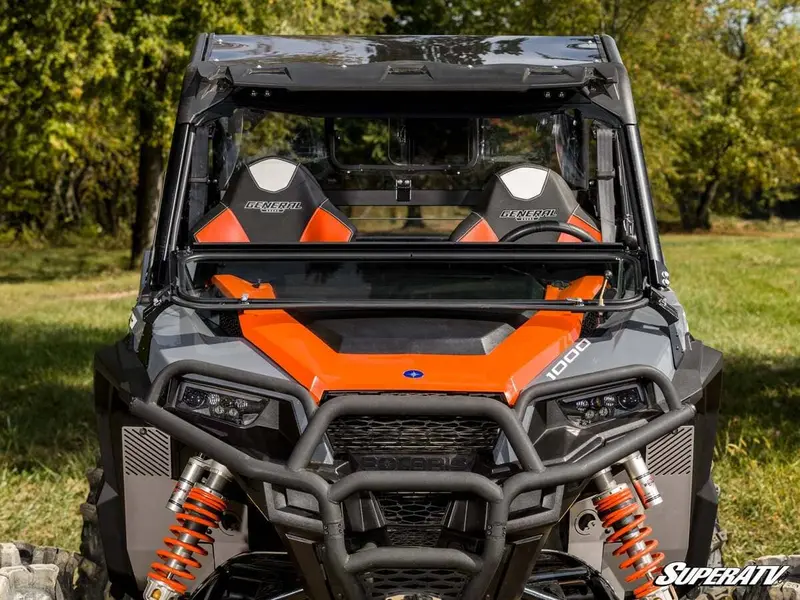 Superatv Polaris General 1000 Flip-Down Glass Windshield 2