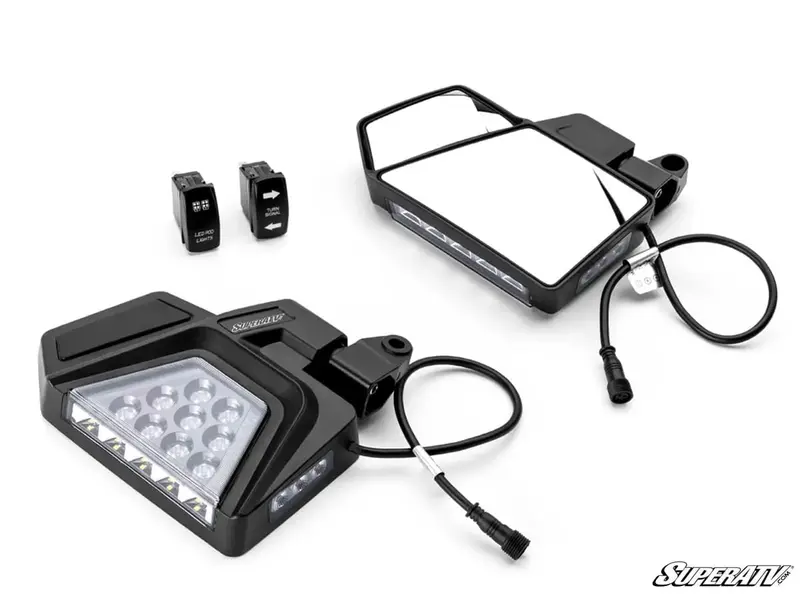 Superatv Yamaha Dual Section Led Side View Mirrors 1