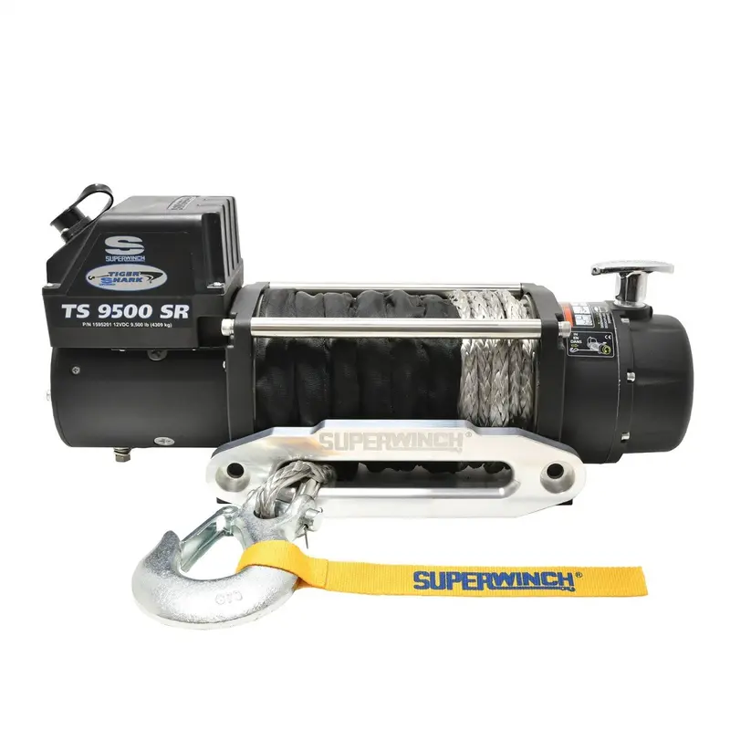Superwinch 9500 Lbs 12V Dc 3/8In X 80Ft Synthetic Rope Tiger Shark 9500 Winch 1