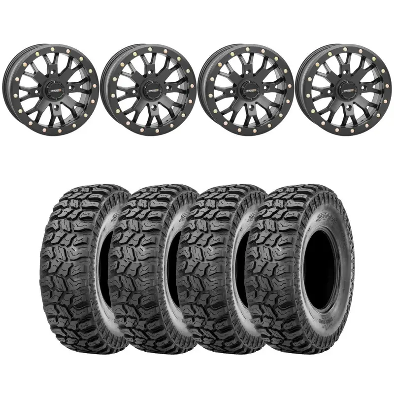 System 3 Black Sb-4 Beadlock & Sedona Ridge Saw Wheel & Tire Kit 1