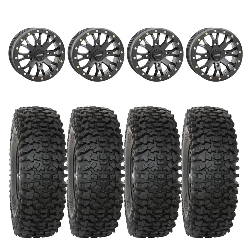 System 3 Black Sb-4 Beadlock & System 3 Rc500 10 Ply Rock Crawler Wheel & Tire Kit 1