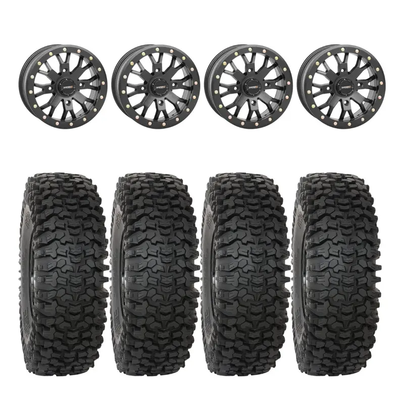 System 3 Black Sb-4 Beadlock & System 3 Rc500s 8 Ply Rock Crawler Wheel & Tire Kit 1