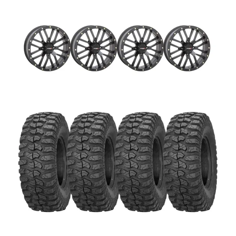System 3 Black St-3 & Sedona Rockabilly Wheel & Tire Kit 1