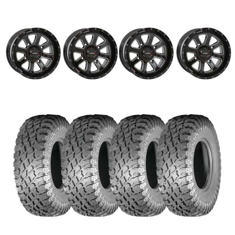 System 3 Gloss Black St-4 & Atturo Trail Blade X/T Wheel & Tire Kit 1
