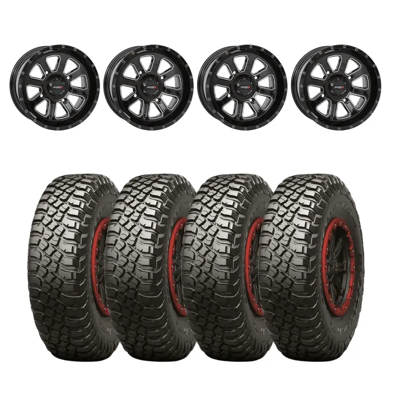 System 3 Gloss Black St-4 & Bfgoodrich Mud-Terrain T/A Km3 Wheel & Tire Kit 1