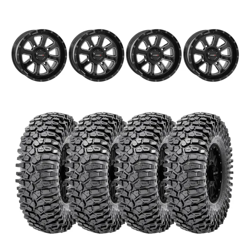 System 3 Gloss Black St-4 & Maxxis Radial Roxxzilla Wheel & Tire Kit 1