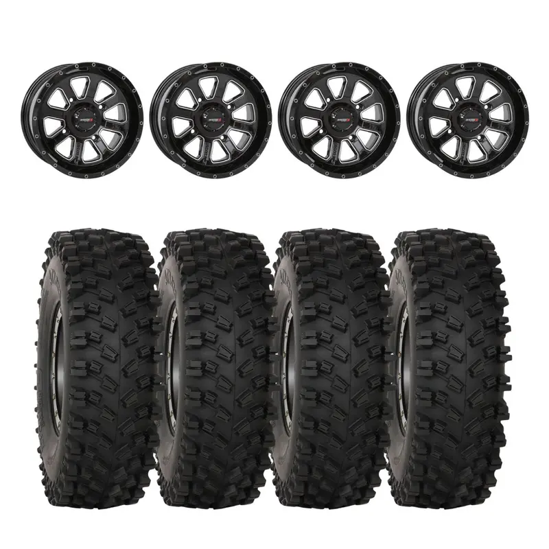 System 3 Gloss Black St-4 & System 3 Atx470 All Terrain Xtreme Wheel & Tire Kit 1