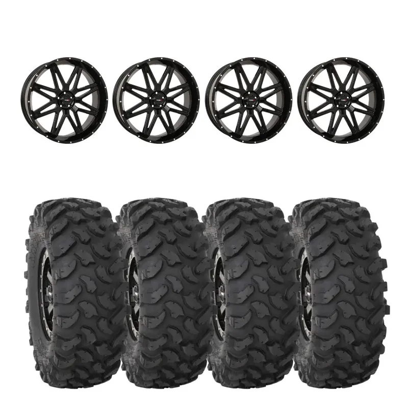 System 3 Gloss Black St-7 & System 3 Offroad Xtr370 Wheel & Tire Kit 1