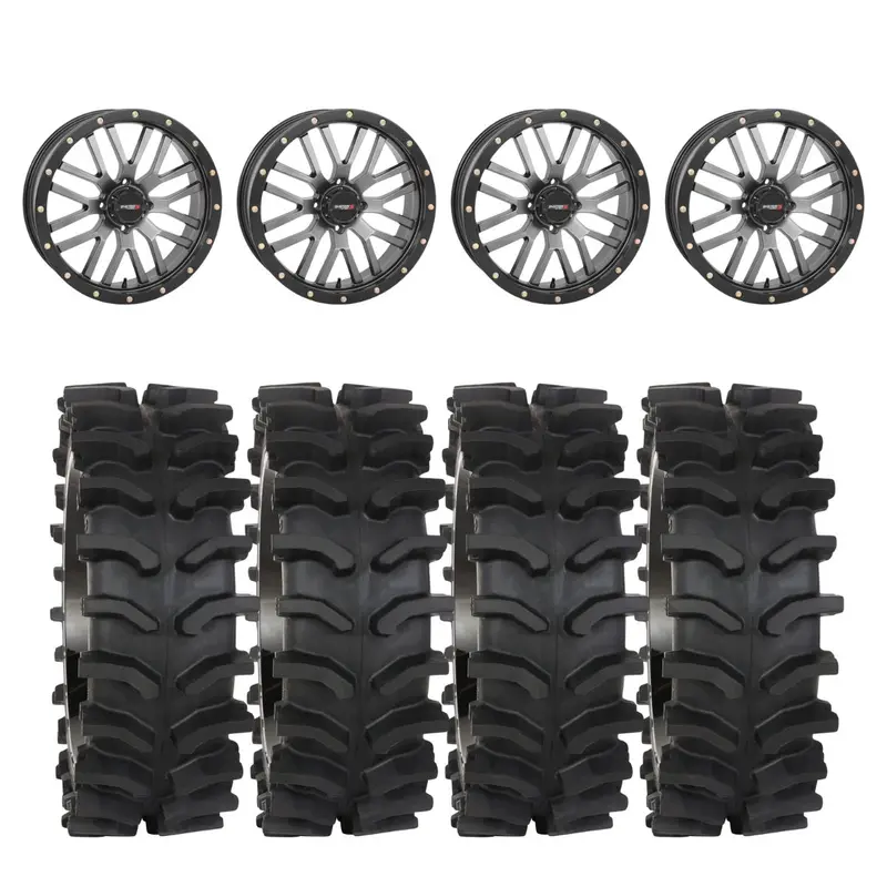 System 3 Grey St-3 & System 3 Xt400w Xtreme Mud Wheel & Tire Kit 1