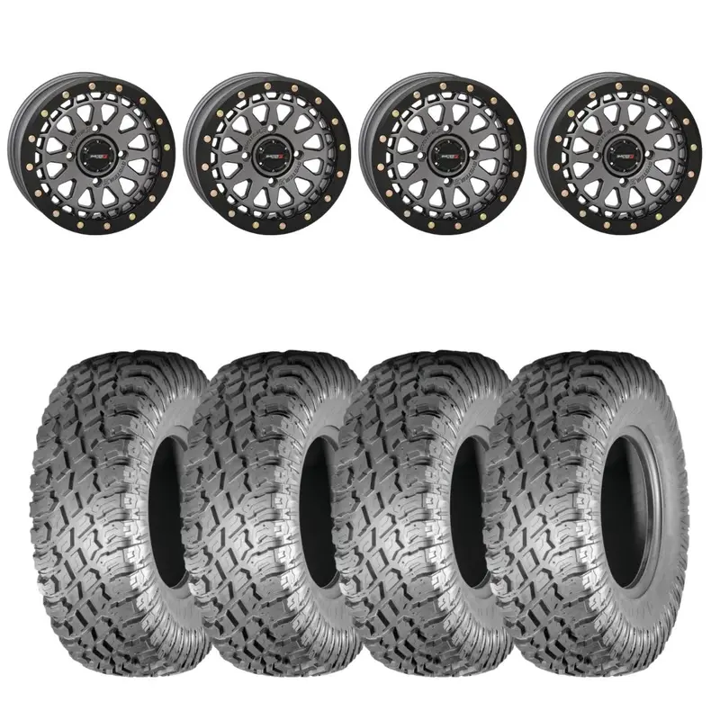 System 3 Gunmetal Grey Sb-6 Beadlocks & Atturo Trail Blade X/T Wheel & Tire Kit 1