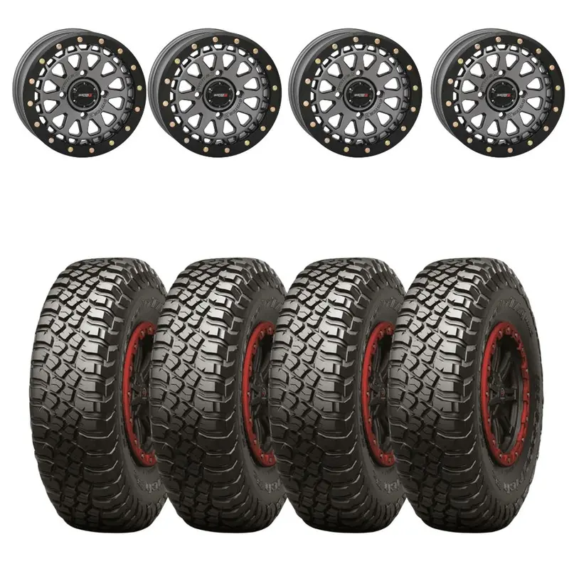 System 3 Gunmetal Grey Sb-6 Beadlocks & Bfgoodrich Mud-Terrain T/A Km3 Wheel & Tire Kit 1
