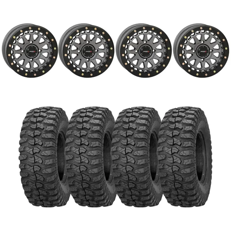 System 3 Gunmetal Grey Sb-6 Beadlocks & Sedona Rockabilly Wheel & Tire Kit 1