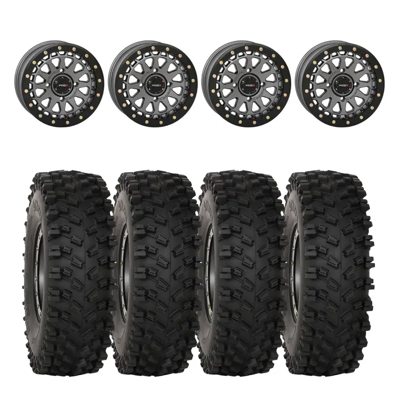 System 3 Gunmetal Grey Sb-6 Beadlocks & System 3 Atx470 All Terrain Xtreme Wheel & Tire Kit 1