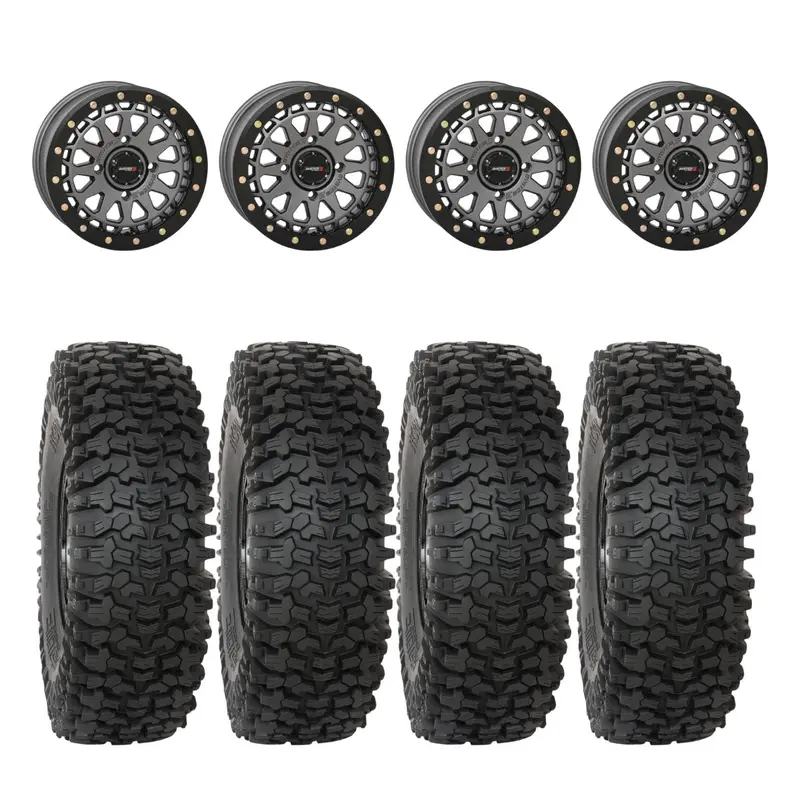 System 3 Gunmetal Grey Sb-6 Beadlocks & System 3 Rc500s 8 Ply Rock Crawler Wheel & Tire Kit 1