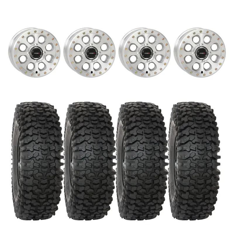System 3 Machined Sb-7 Beadlock & System 3 Rc500s 8 Ply Rock Crawler Wheel & Tire Kit 1