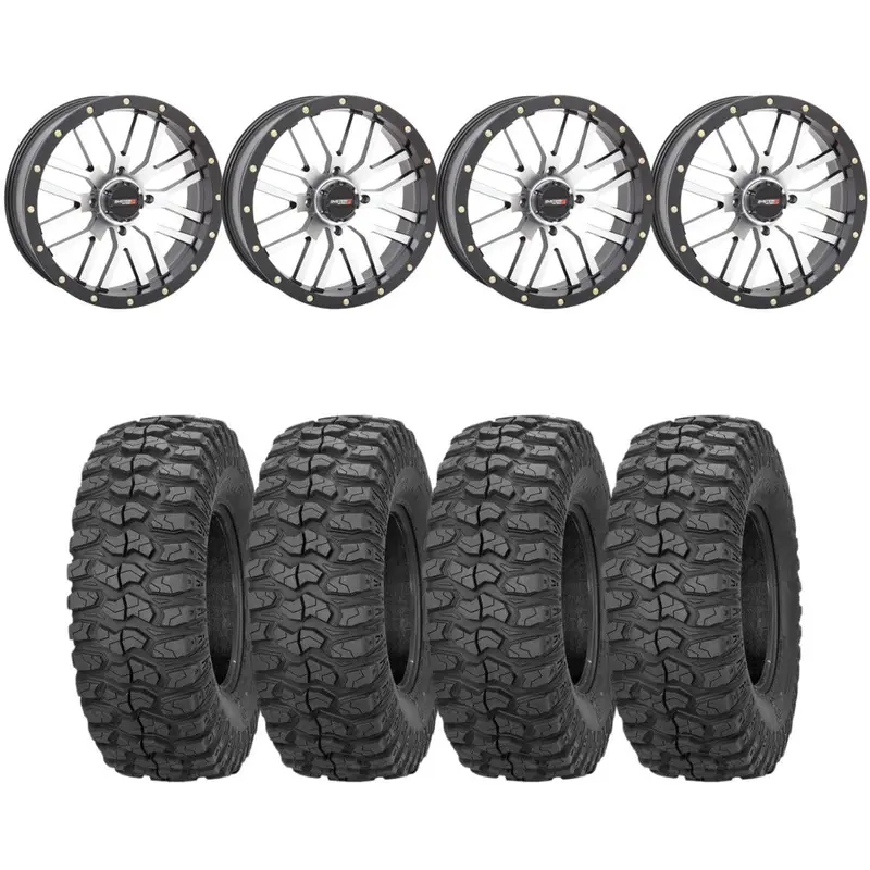 System 3 Machined St-3 & Sedona Rockabilly Wheel & Tire Kit 1