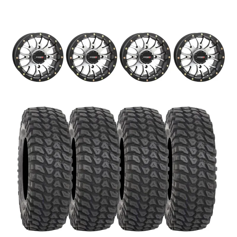 System 3 Machined St-3 & System 3 Radial Xcr350 Utv Wheel & Tire Kit 1