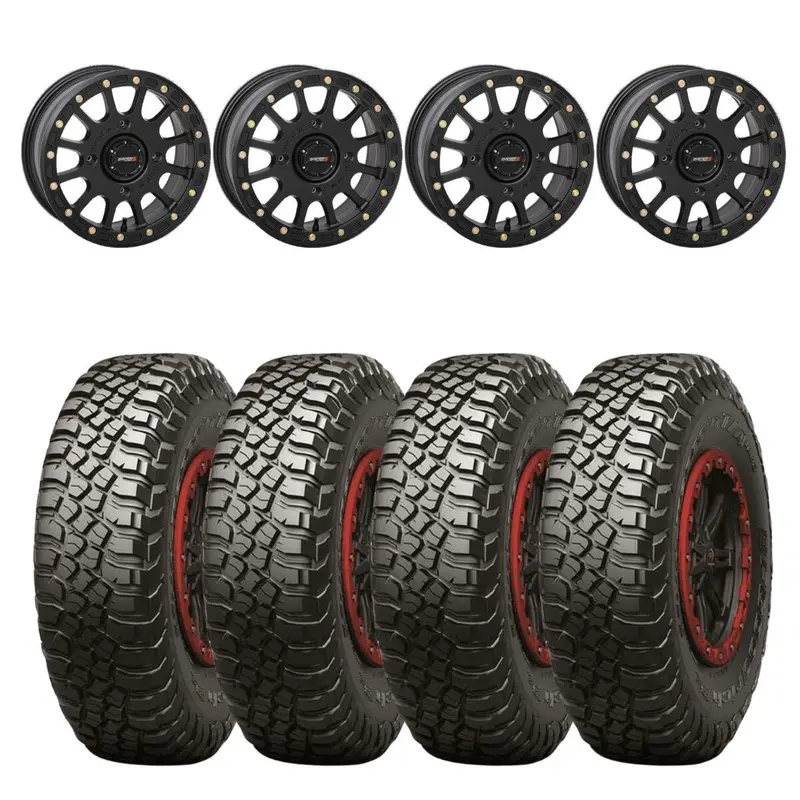 System 3 Matte Black Sb-5 Beadlock & Bfgoodrich Mud-Terrain T/A Km3 Wheel & Tire Kit 1