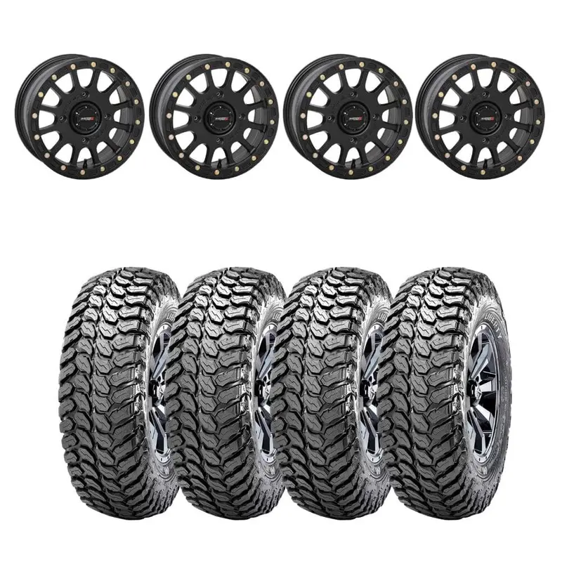 System 3 Matte Black Sb-5 Beadlock & Maxxis Liberty Performance Off Road Wheel & Tire Kit 1