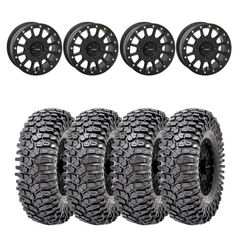 System 3 Matte Black Sb-5 Beadlock & Maxxis Radial Roxxzilla Tire & Wheel Kit 1