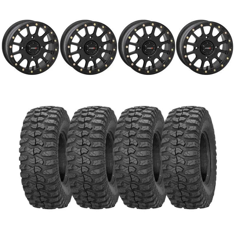 System 3 Matte Black Sb-5 Beadlock & Sedona Rockabilly Wheel & Tire Kit 1