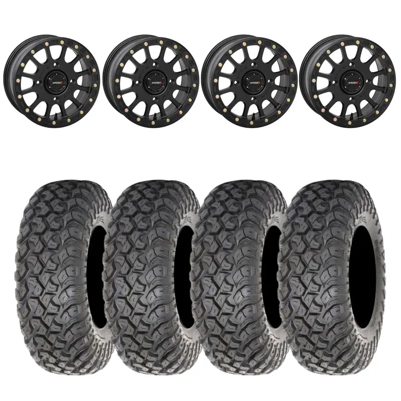 System 3 Matte Black Sb-5 Beadlock & System 3 Radial Rt320 Wheel & Tire Kit 1