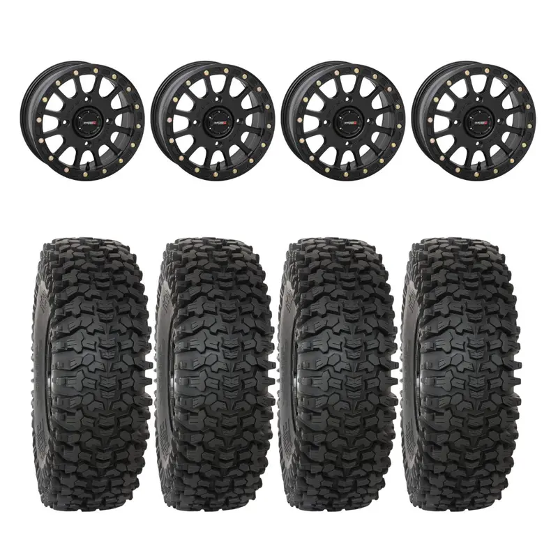 System 3 Matte Black Sb-5 Beadlock & System 3 Rc500 10 Ply Rock Crawler Wheel & Tire Kit 1