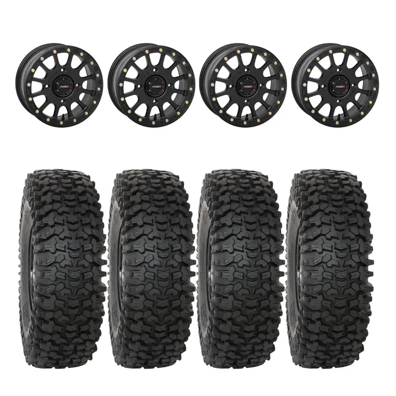 System 3 Matte Black Sb-5 Beadlock & System 3 Rc500s 8 Ply Rock Crawler Wheel & Tire Kit 1