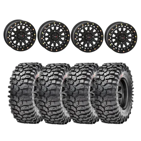 System 3 Matte Black Sb-6 Beadlock & Maxxis Radial Roxxzilla Wheel & Tire Kit 1