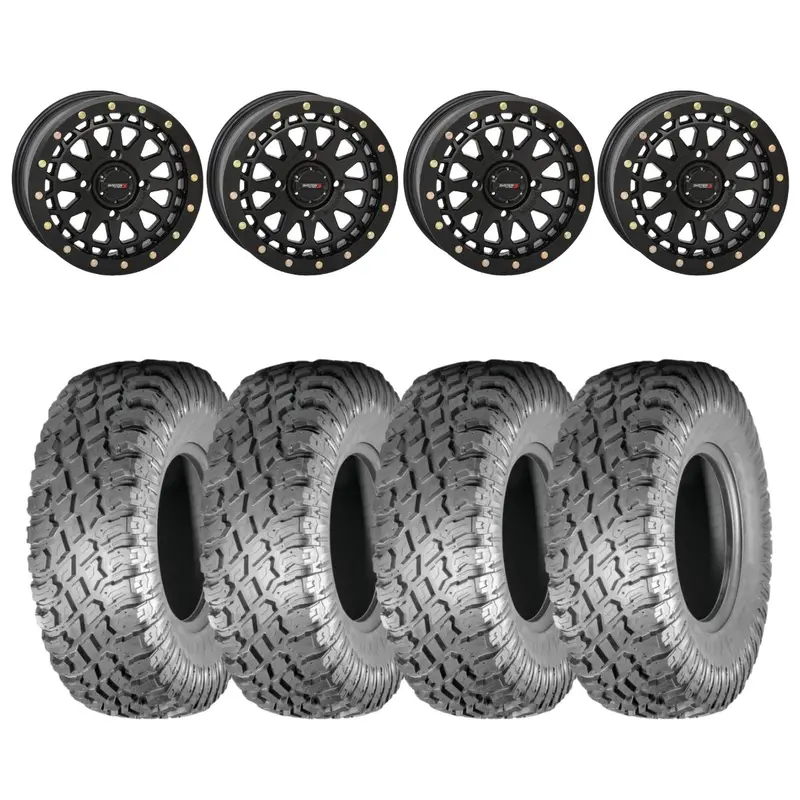 System 3 Matte Black Sb-6 Beadlocks & Atturo Trail Blade X/T Wheel & Tire Kit 1