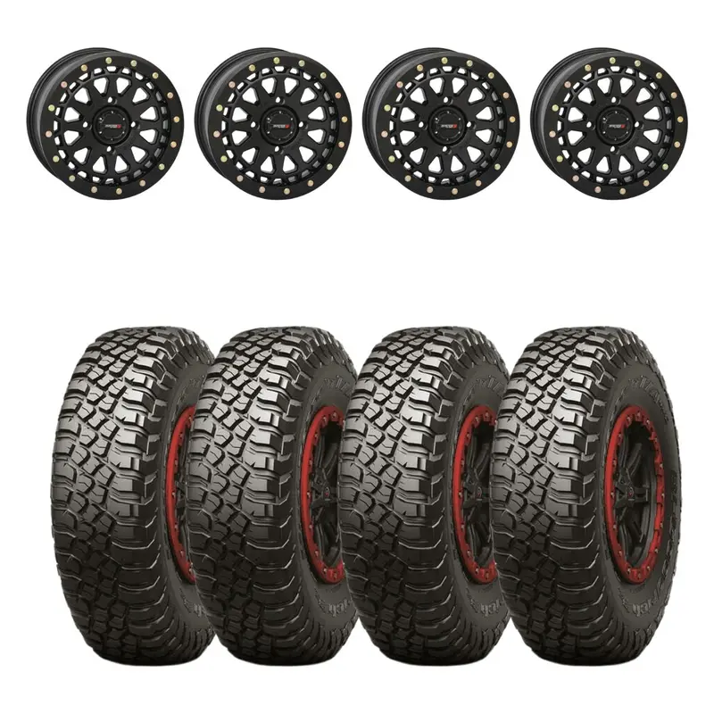 System 3 Matte Black Sb-6 Beadlocks & Bfgoodrich Mud-Terrain T/A Km3 Wheel & Tire Kit 1