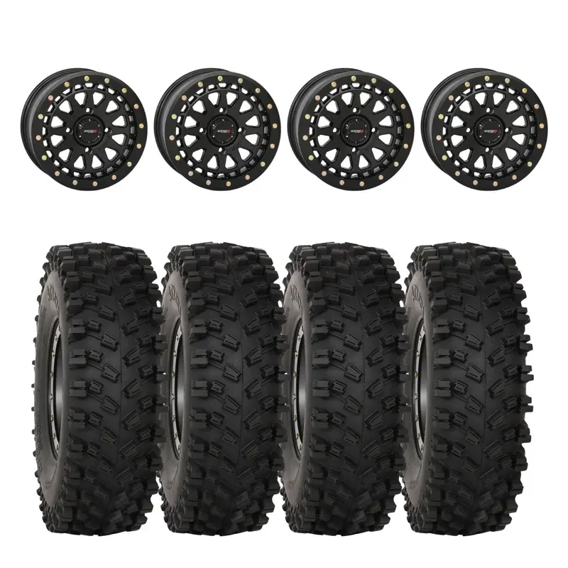 System 3 Matte Black Sb-6 Beadlocks & System 3 Atx470 All Terrain Xtreme Wheel & Tire Kit 1