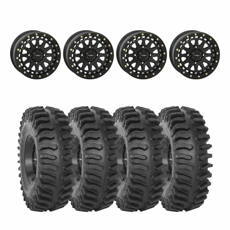 System 3 Matte Black Sb-6 Beadlocks & System 3 Extreme Trail Radial Xt400 Wheel & Tire Kit 1