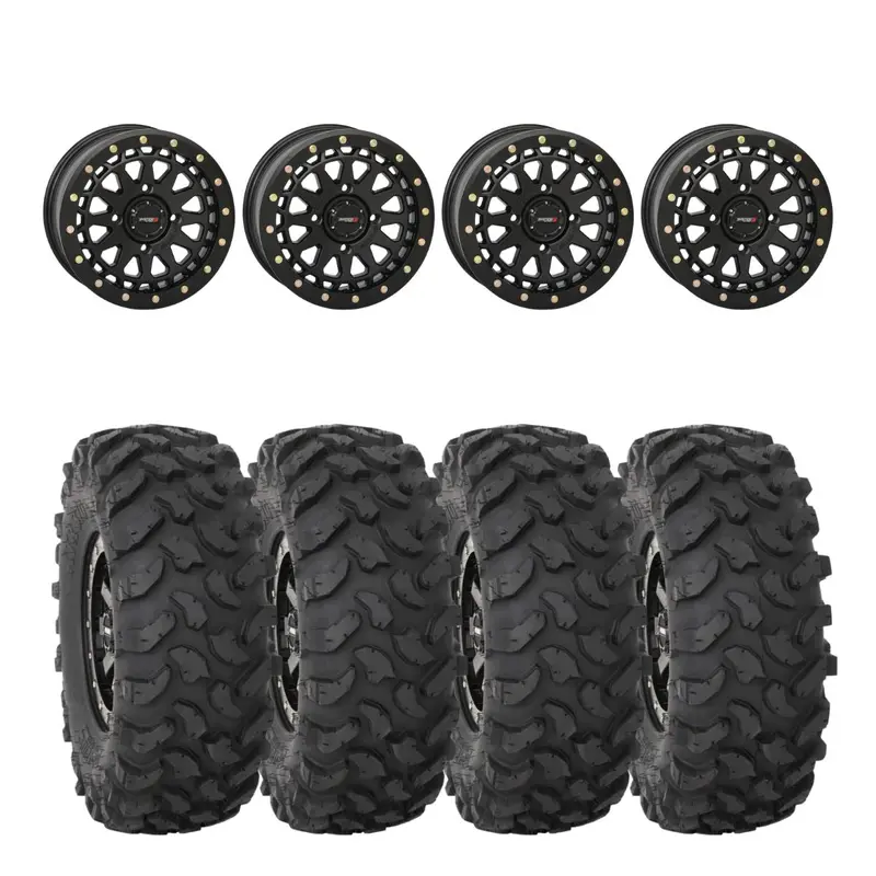 System 3 Matte Black Sb-6 Beadlocks & System 3 Offroad Xtr370 Wheel & Tire Kit 1