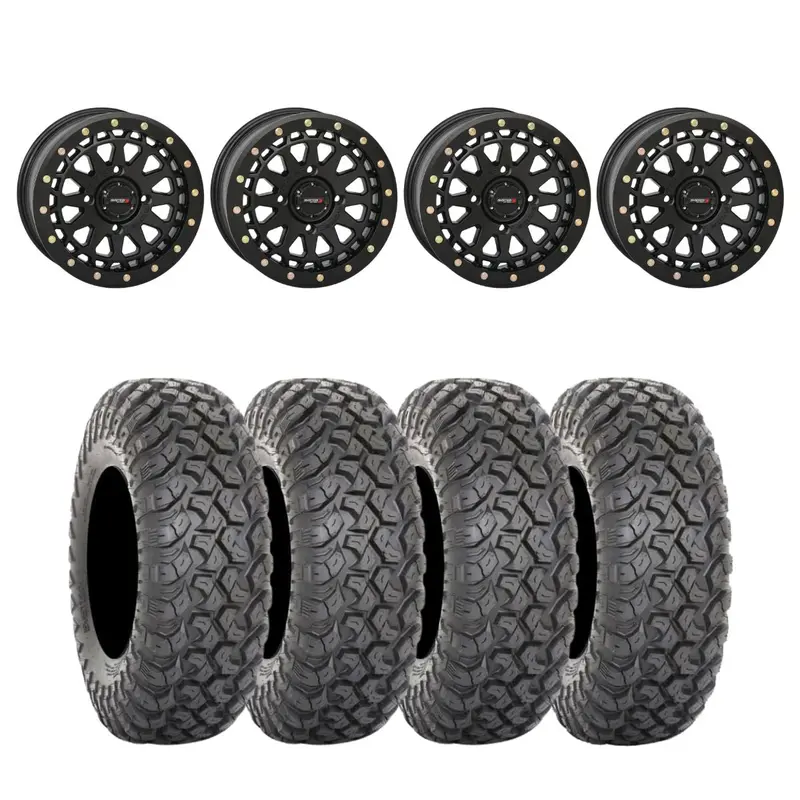 System 3 Matte Black Sb-6 Beadlocks & System 3 Radial Rt320 Wheel & Tire Kit 1