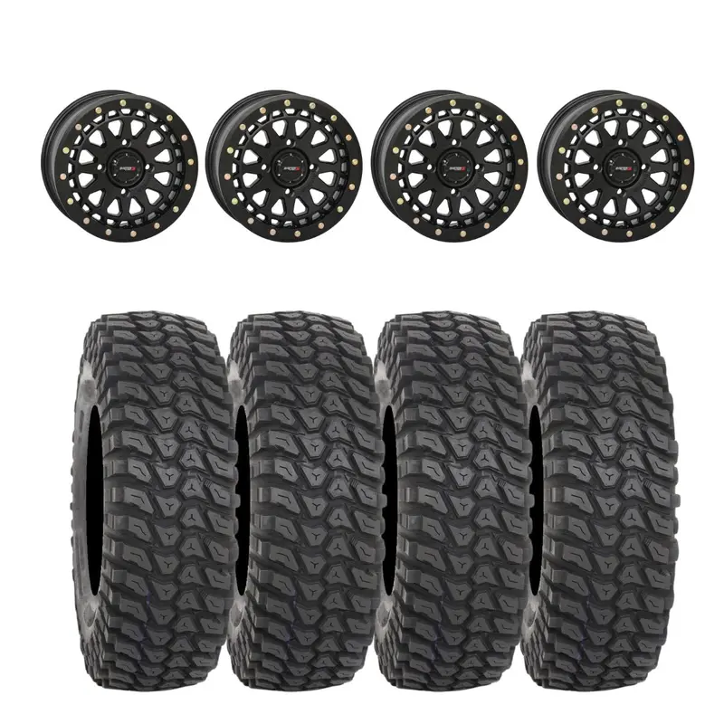 System 3 Matte Black Sb-6 Beadlocks & System 3 Radial Xcr350 Utv Wheel & Tire Kit 1