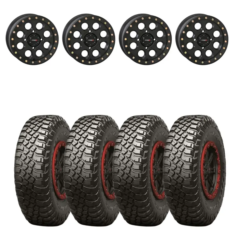 System 3 Matte Black Sb-7 Beadlock & Bfgoodrich Mud-Terrain T/A Km3 Wheel & Tire Kit 1