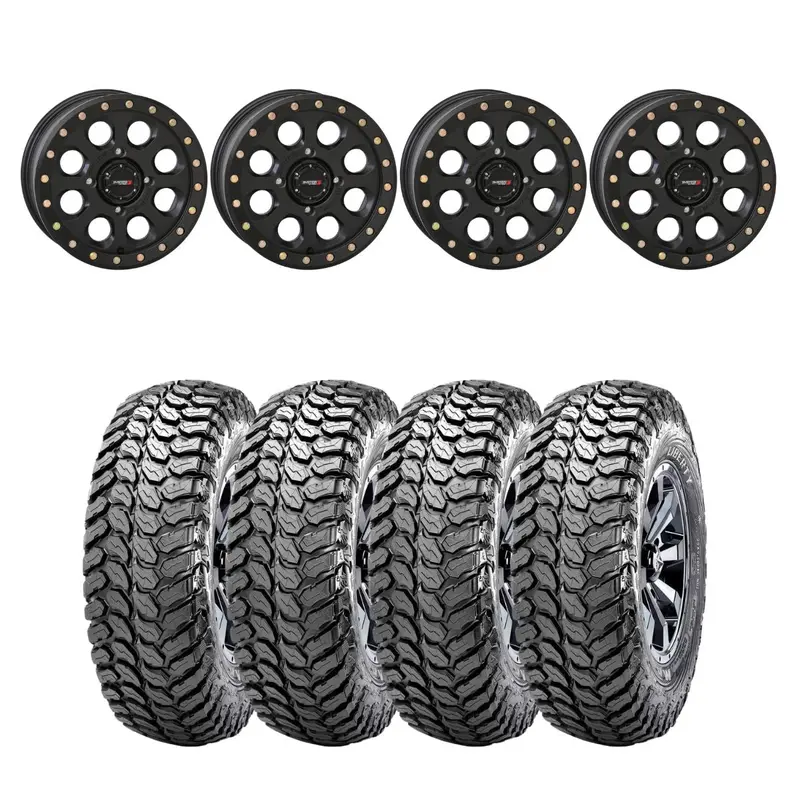 System 3 Matte Black Sb-7 Beadlock & Maxxis Liberty Performance Off Road Wheel & Tire Kit 1