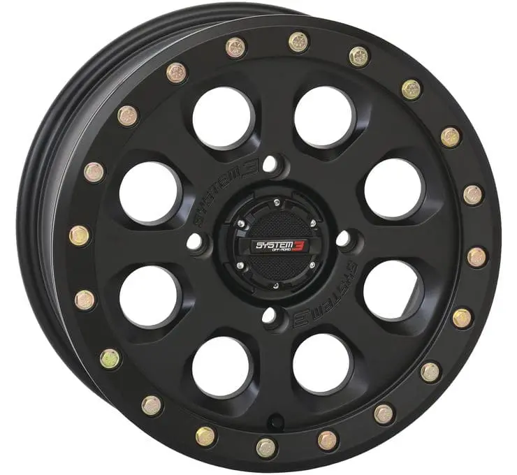 System 3 Matte Black Sb-7 Beadlock & Sedona Ridge Saw Wheel & Tire Kit 4