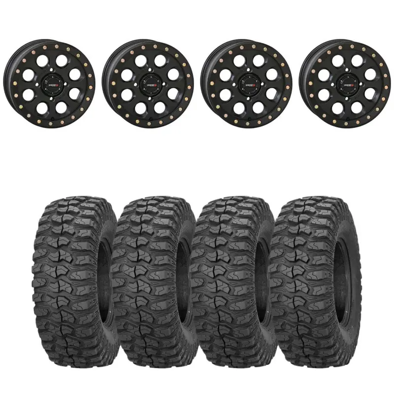 System 3 Matte Black Sb-7 Beadlock & Sedona Rockabilly Wheel & Tire Kit 1