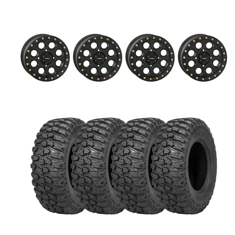 System 3 Matte Black Sb-7 Beadlock & Sedona Trail Saw Wheel & Tire Kit 1