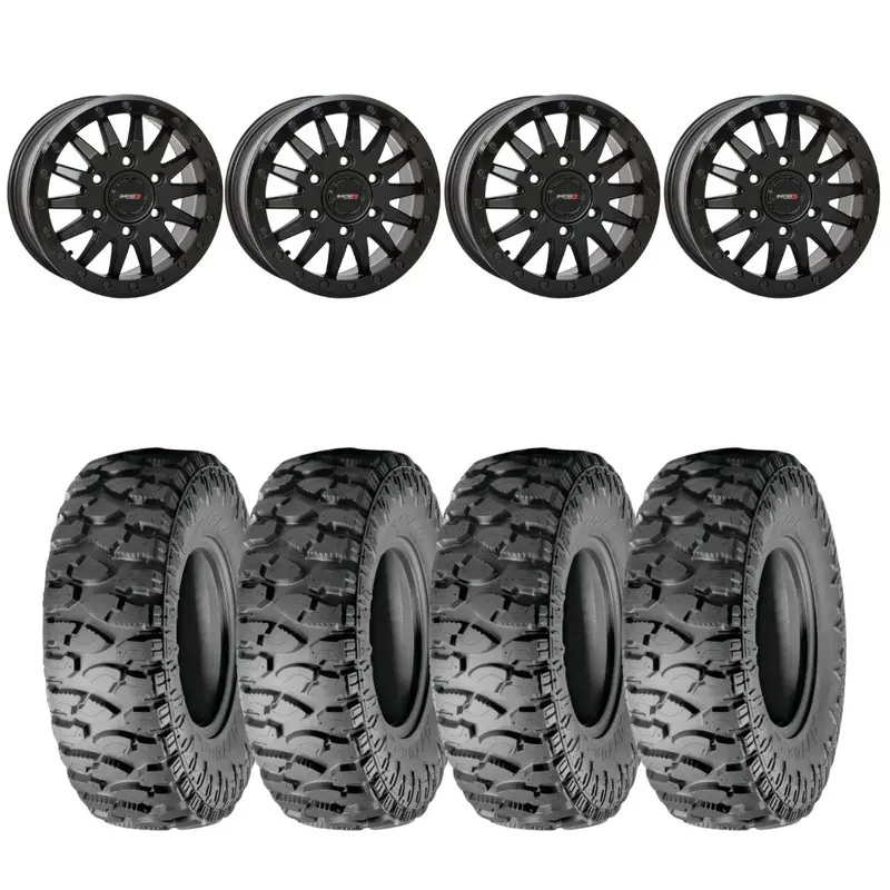 System 3 Matte Black Sb-8 6-Lug Beadlock & Atturo Trail Blade Boss Wheel & Tire Kit 1